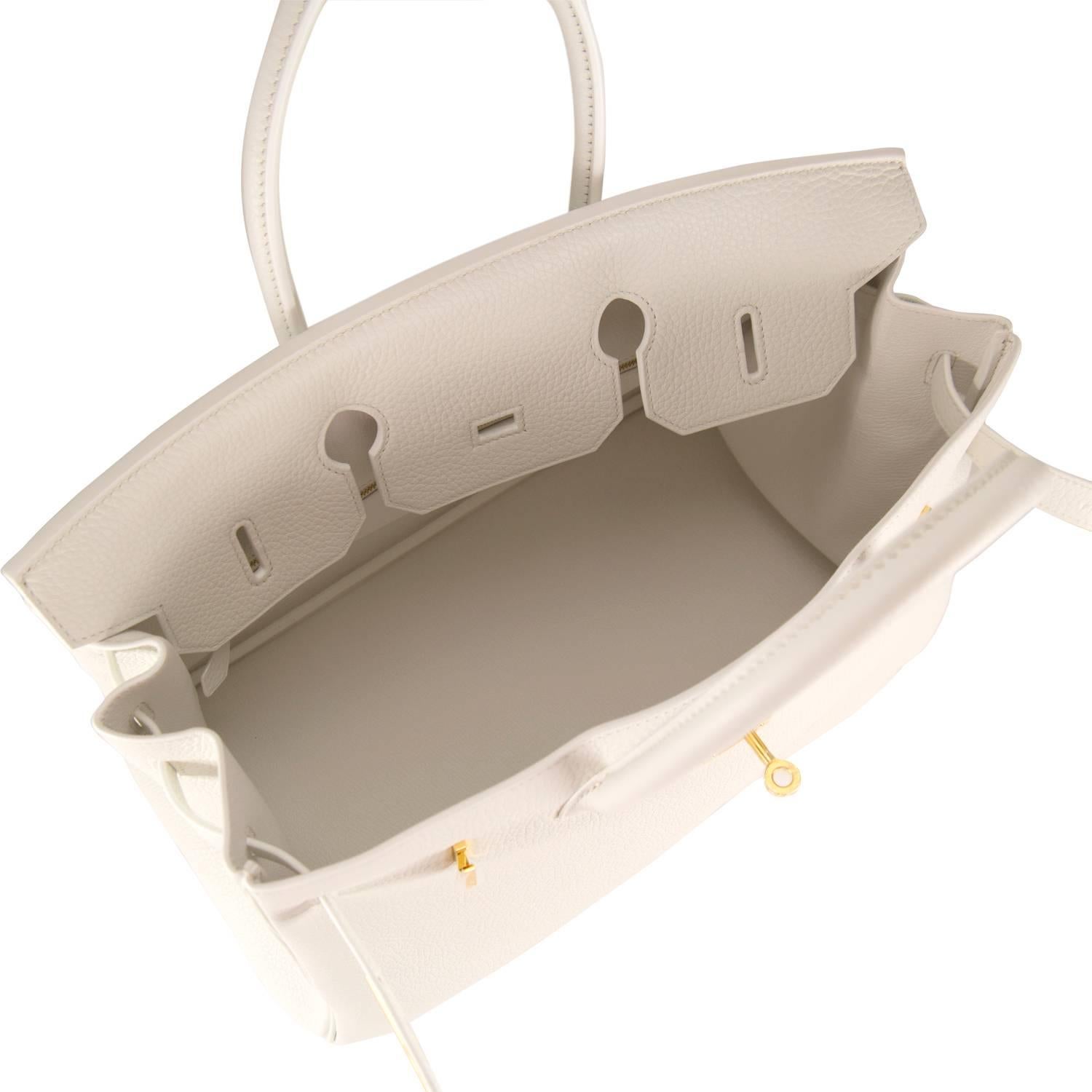 Hermes Birkin 35 Taurilluon Clemence White Gold Hardware 2016. 3