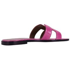 Hermes SANDALS ORAN 38.5 LIZARD FUCHSIA 2015.