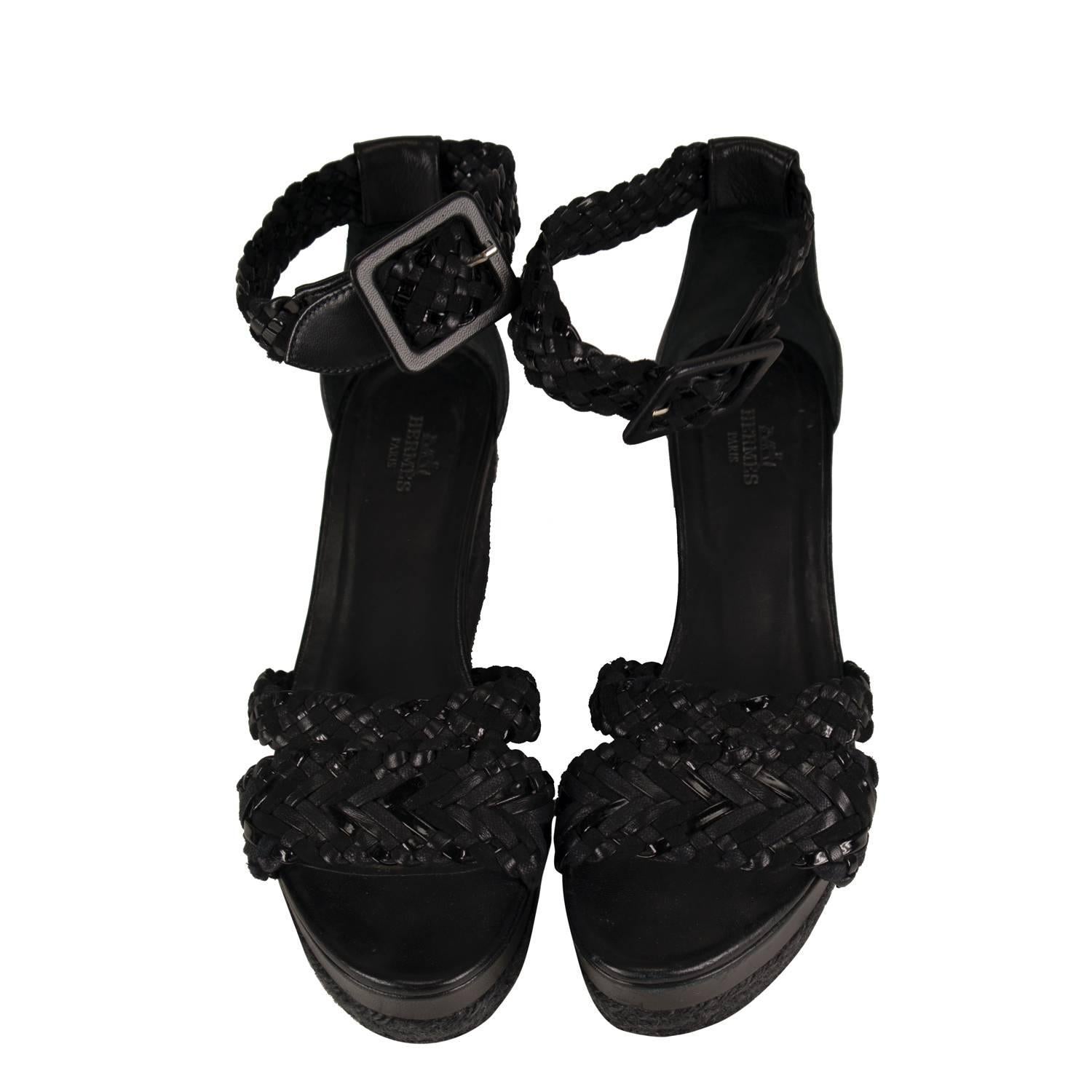 Women's Hermes Sandals 37 Black 2013.
