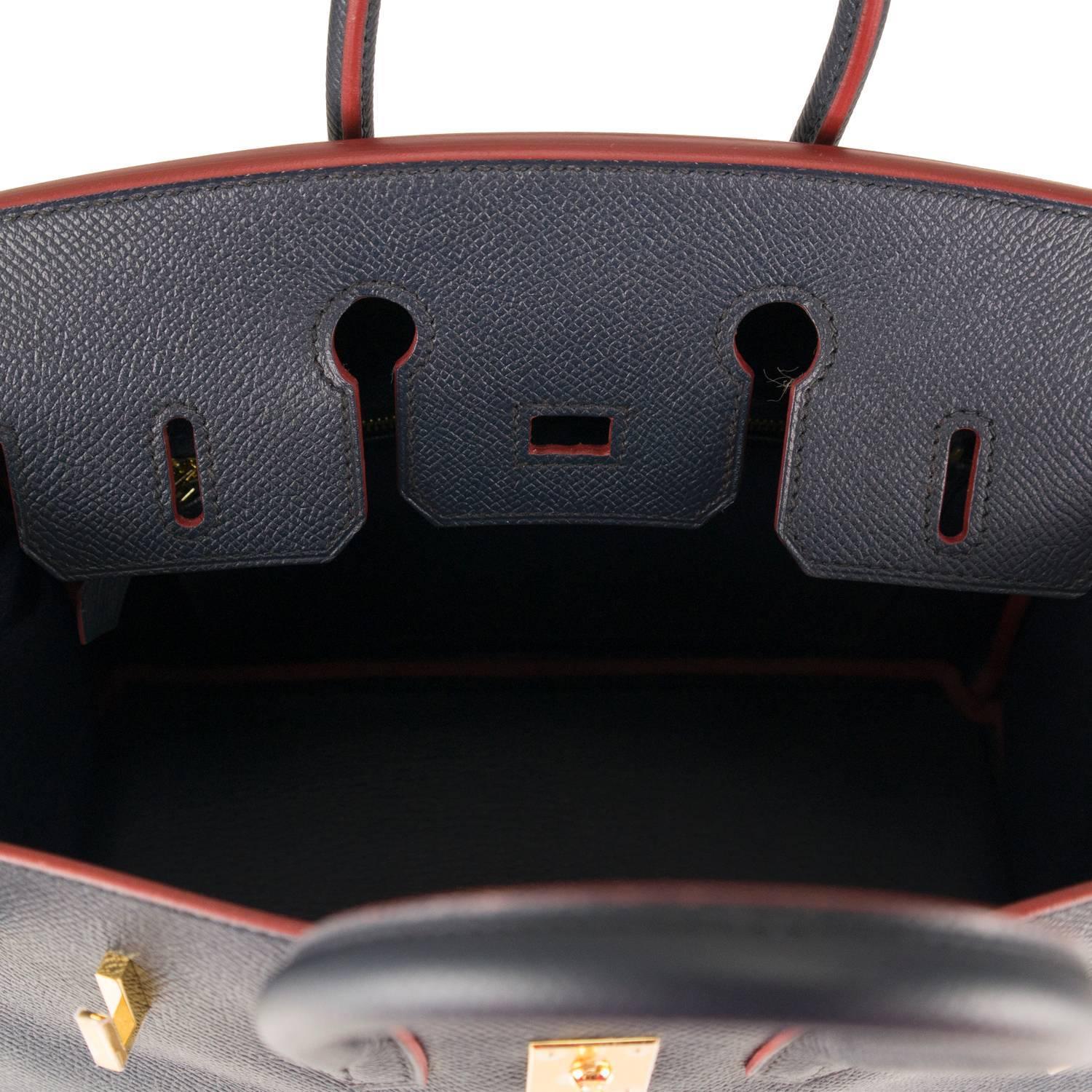Hermes Handbag Birkin 25 Contour Epsom Blue Indigo Gold Hardware ...  