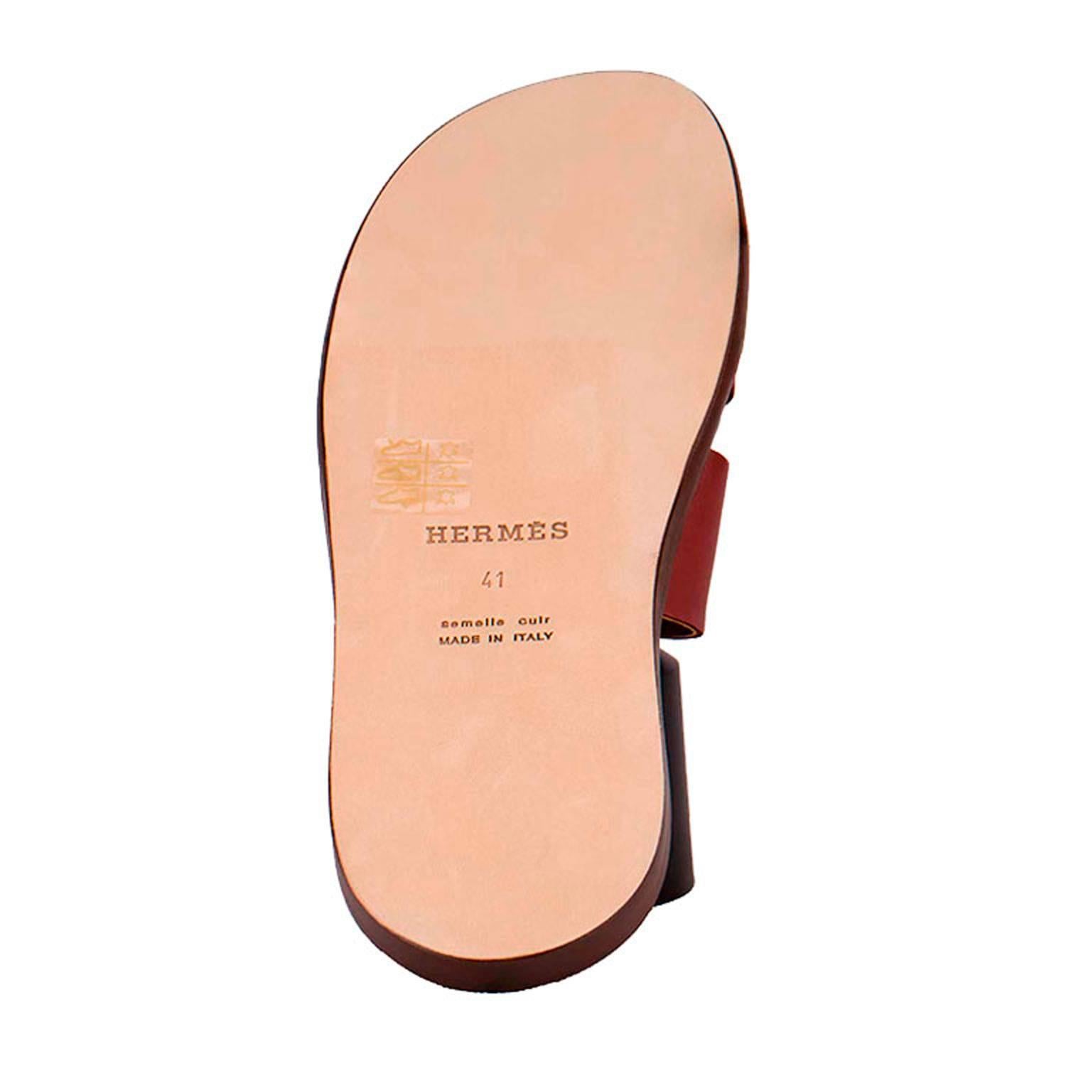 Hermes Sandals Izmir  leather 41 Rouge 2016. In New Condition In Miami, FL