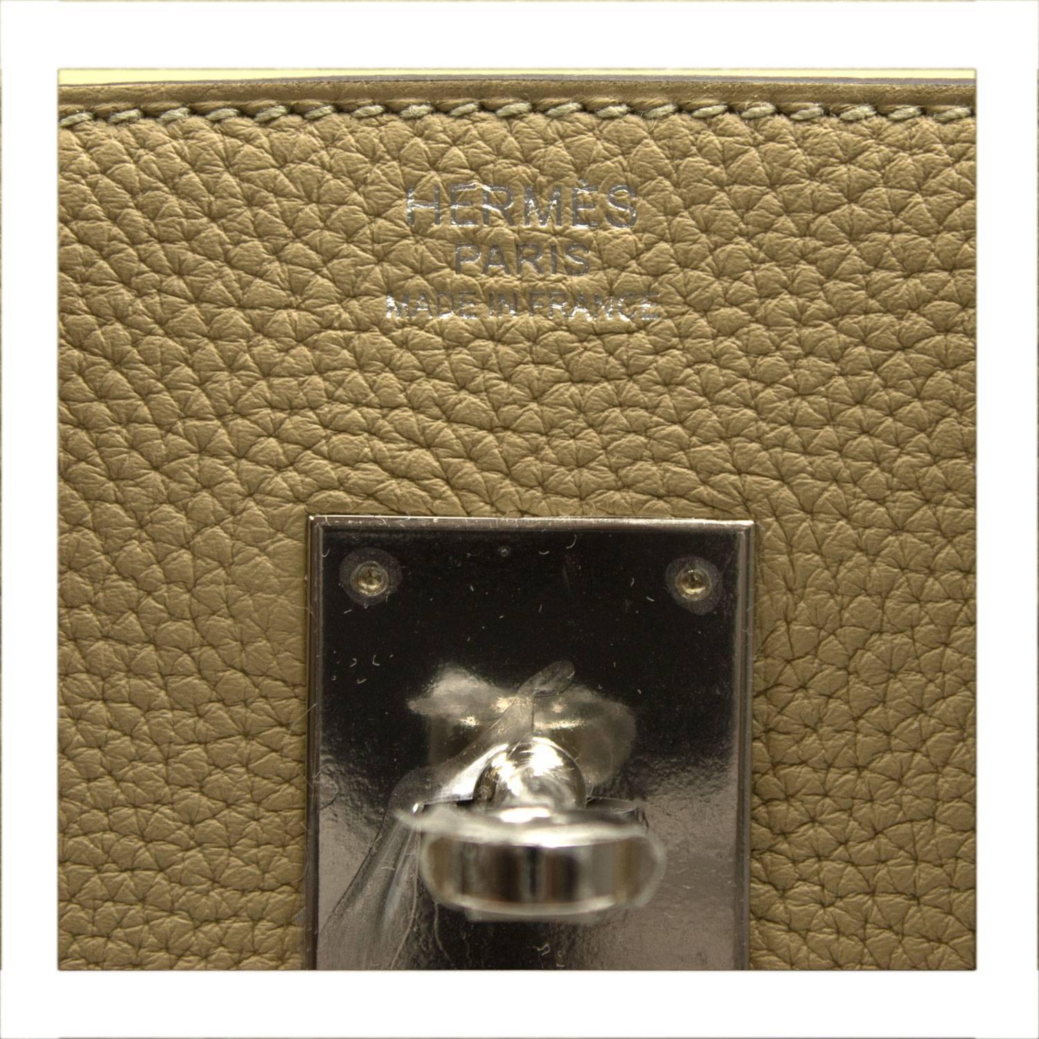 Hermes Handbag Birkin 30 Togo Leather S2 Trench Color Palladium Hardware 2016 In New Condition In Miami, FL