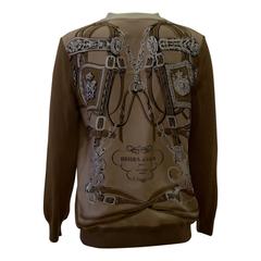 Hermes Pull Twillaine Carres Brides de Gala Twill V Neck 36 Color Beige 2015.