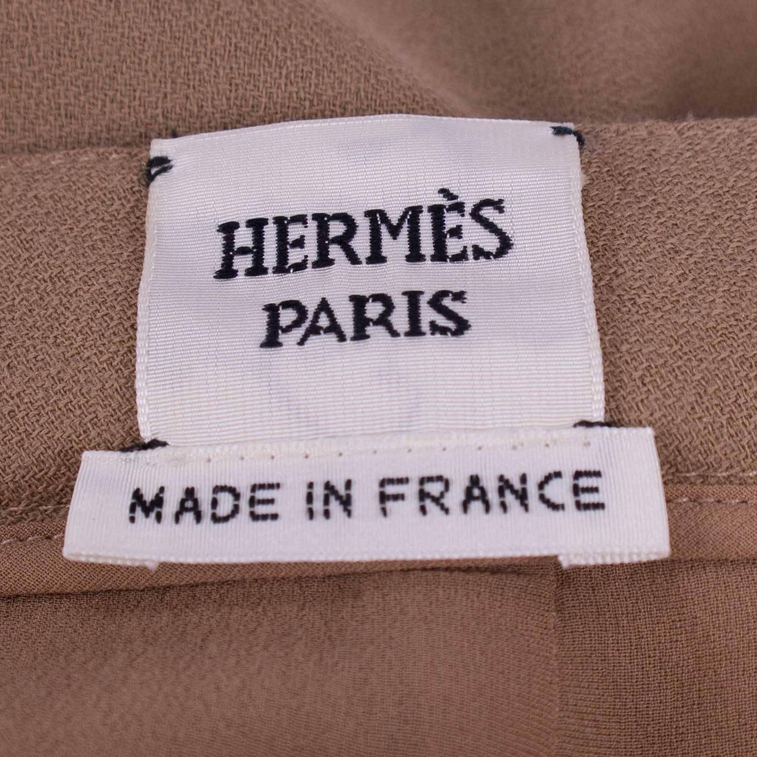Black Hermes Skirt Georgette Wool Crepe Panell 36 Color Beige 2015. For Sale