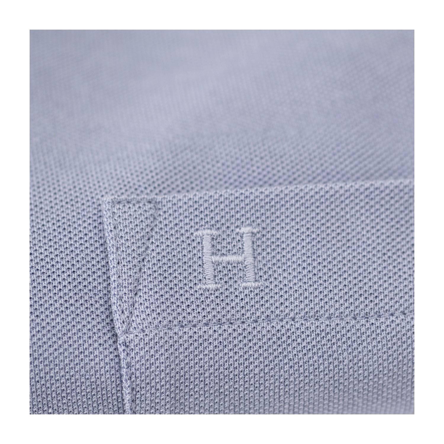 Men's Hermes Polo Boutonne Pique Cotton Size M Color Bleu Ciel 2016  For Sale
