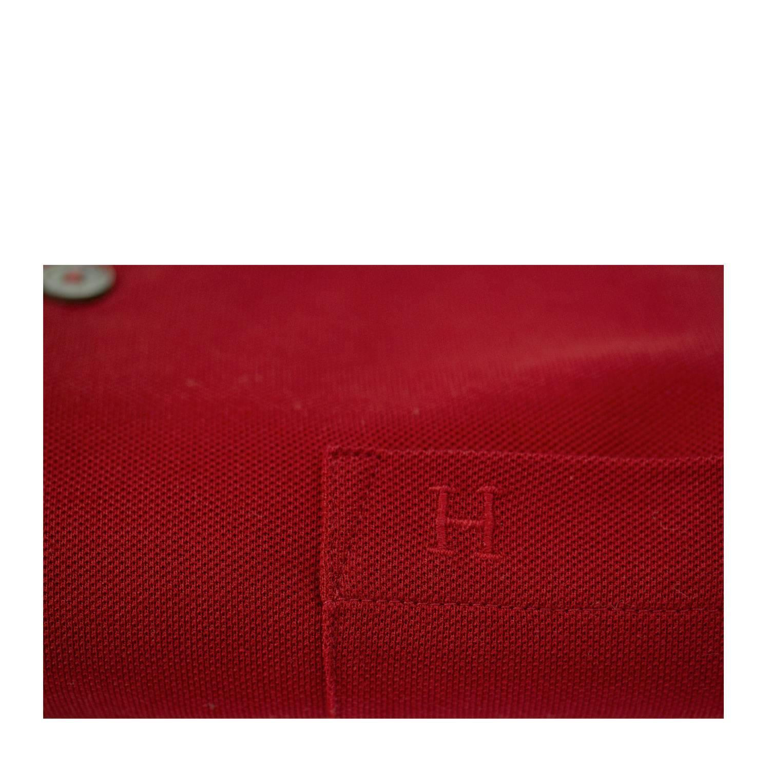 Hermes Polo Boutonne Pique Cotton Size M Color Rouge Vif 2016. In New Condition For Sale In Miami, FL