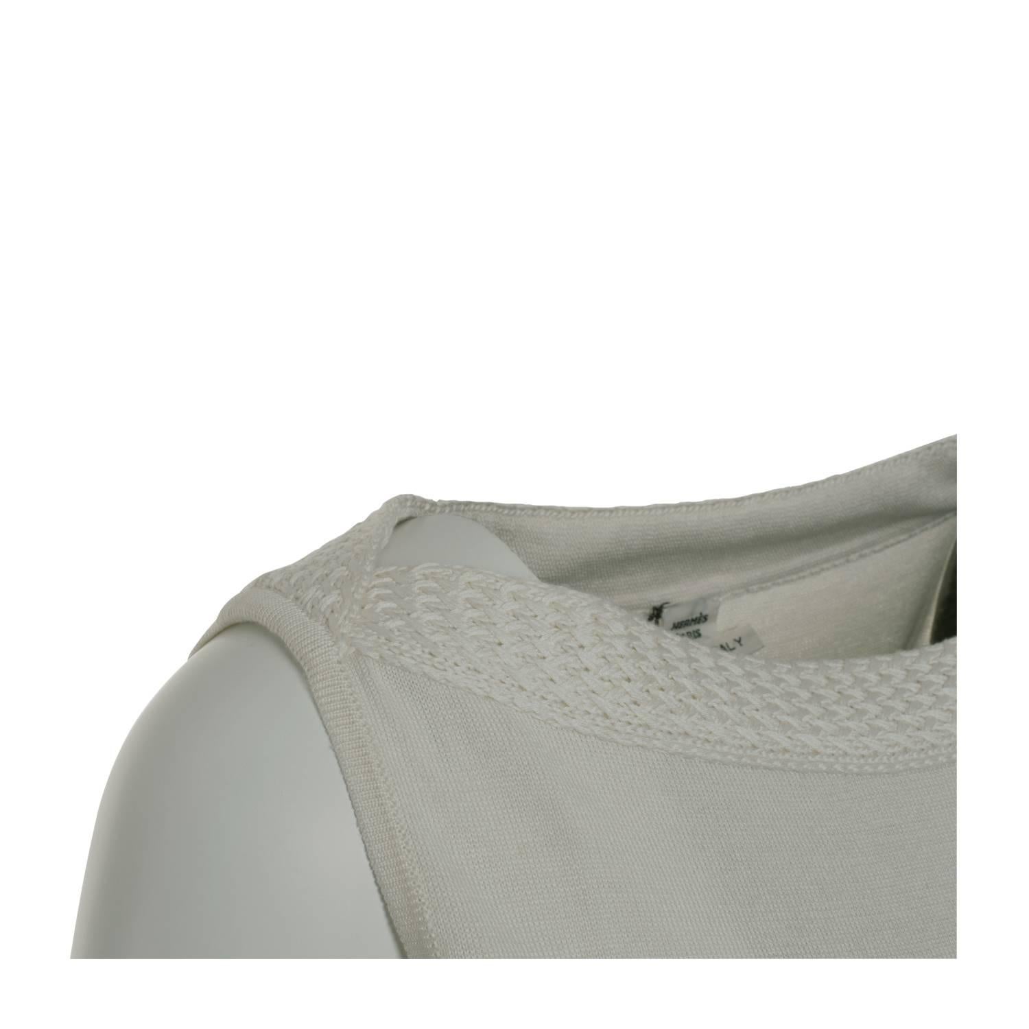 Hermes Pullover Relief Stich Boat Collar Cotton Silk Size 38 Color Ecru. In New Condition For Sale In Miami, FL