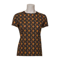 Hermes T-Shirt Jersey Tattersale on Cotton Size 38 Color Bleu/Orange 2016.