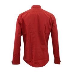 Hermes Shirt Fitted Leather Tab Cuff Plain Poplin Size 43 Color Tomate 2016