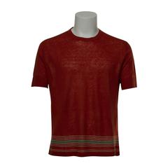 Hermes T-Shirt Placed Band and Stripes Size L Color Tomate 2016.
