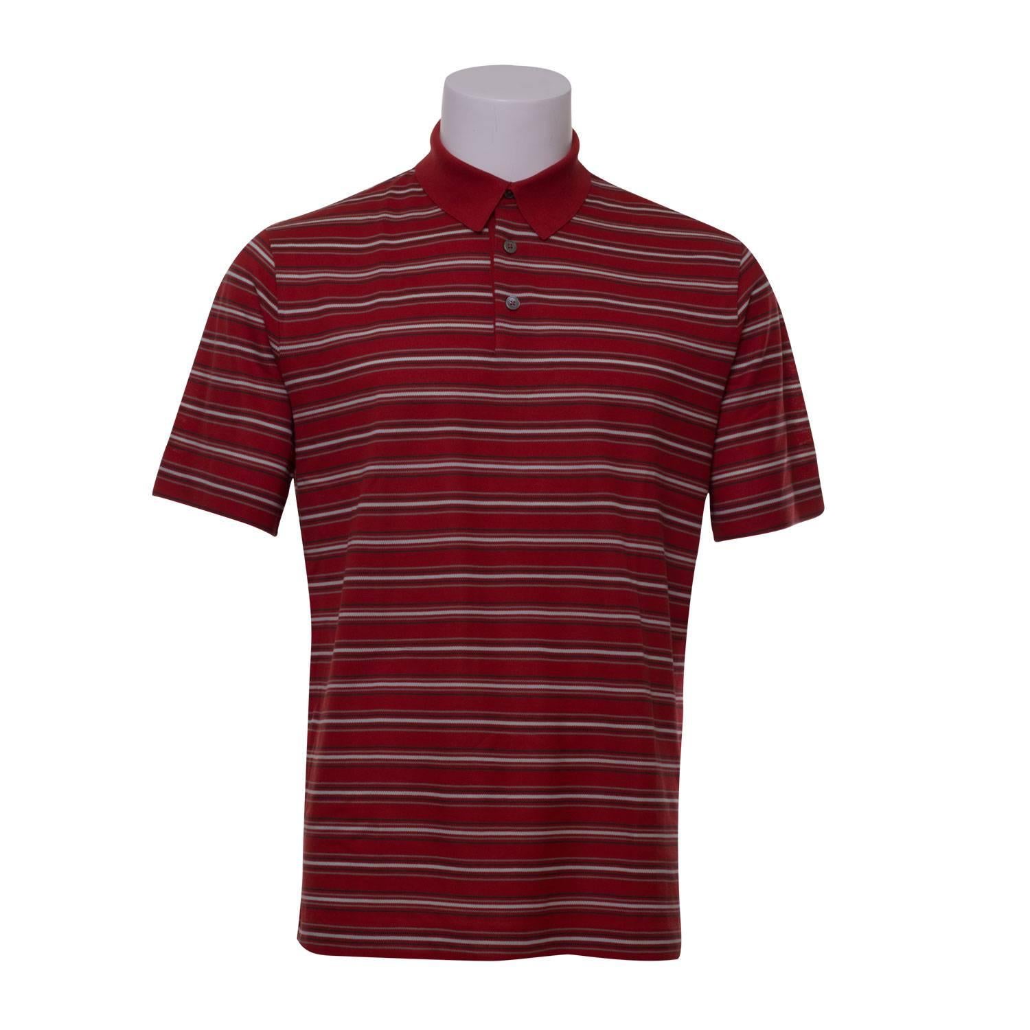 Red Hermes Polo Manches Courtes Rayures en Pique Size XL 44 Color Tomate 2016. For Sale