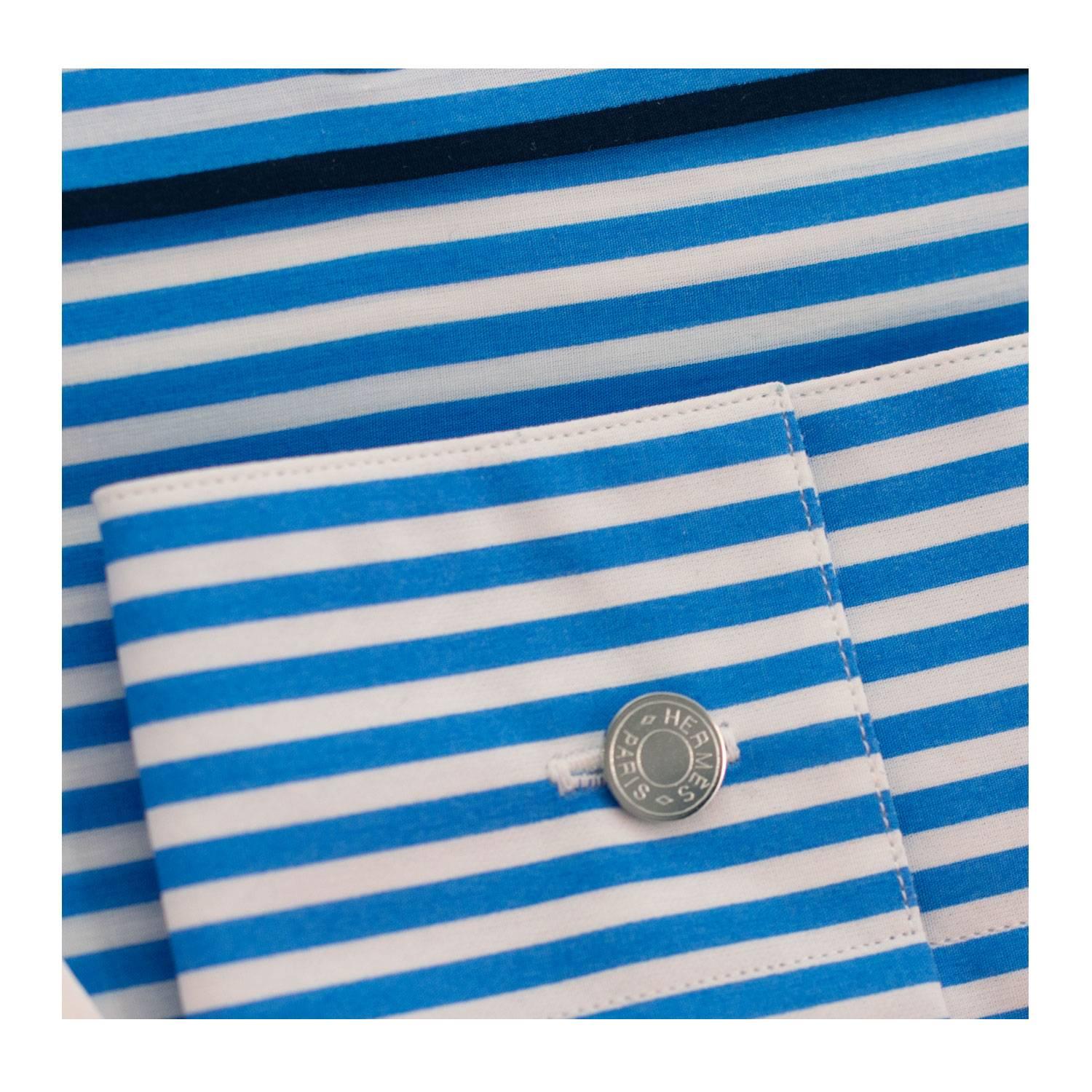 Hermes Shirt Flora Printed Silk Flower Accesory Blue Color 40 Size 2016. For Sale 1