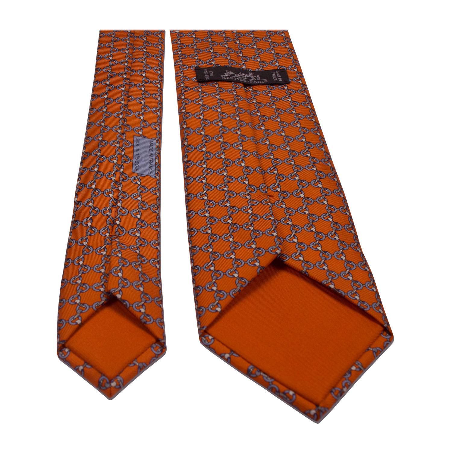 cravate orange hermes