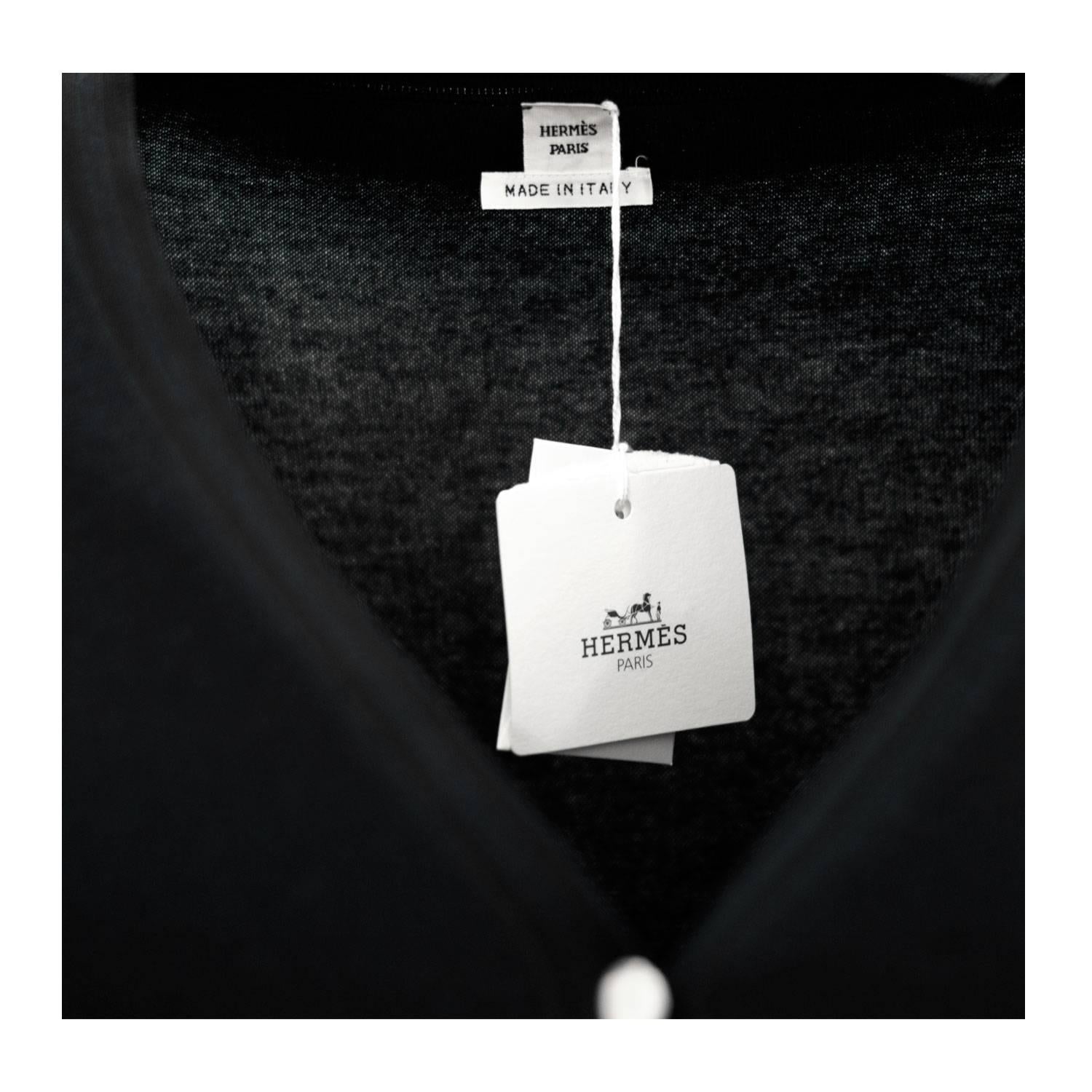 Hermes Cardigan Maille Fine Jeux de Points Black 38 size 2016. In New Condition For Sale In Miami, FL