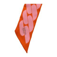 Hermes Twilly 100% Silk 86X5 Clic C Est Noue Orange/Rose Poudre 2016