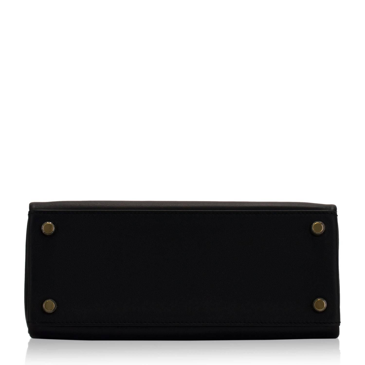 Women's or Men's Hermes Handbag Kelly 25 Swift Leather 89 Black Color Gold Hardware 2016