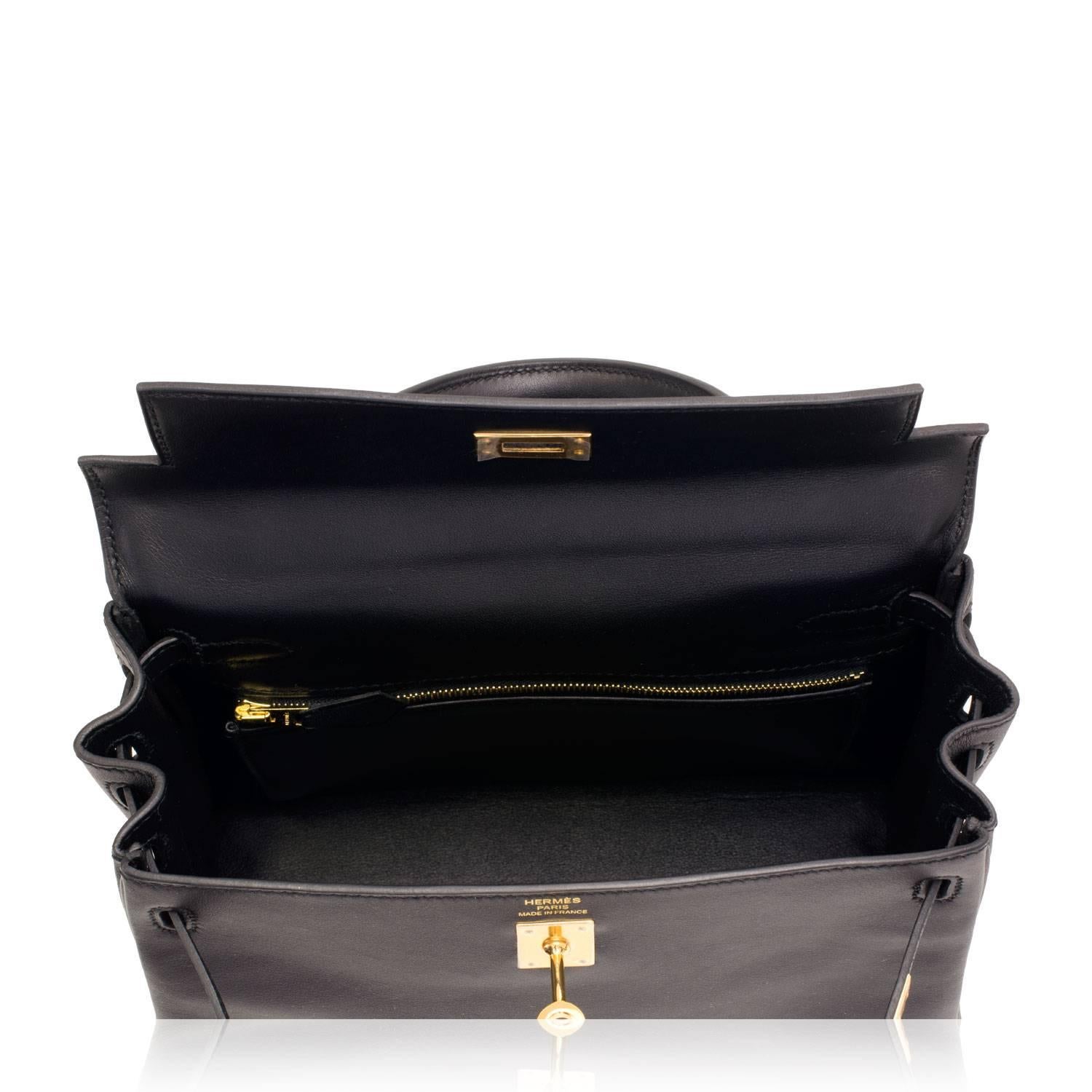 Hermes Handbag Kelly 25 Swift Leather 89 Black Color Gold Hardware 2016 1