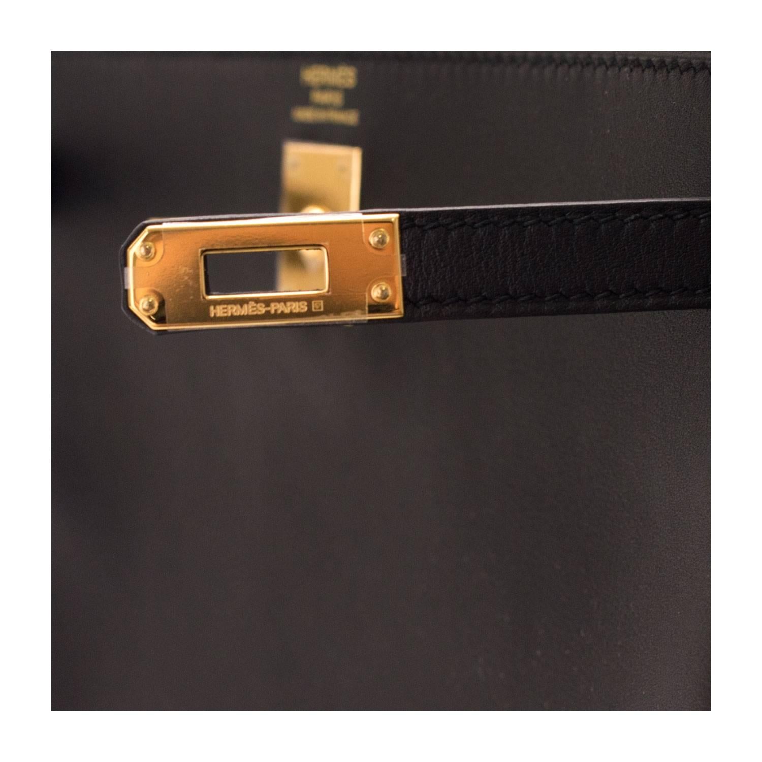 Hermes Handbag Kelly 25 Swift Leather 89 Black Color Gold Hardware 2016 2