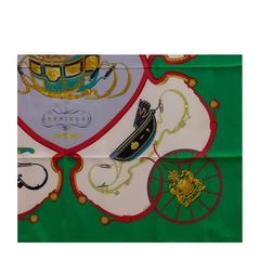 Hermes Carre 100% Silk Springs by Ledoux emerald/white/sky Color 2016