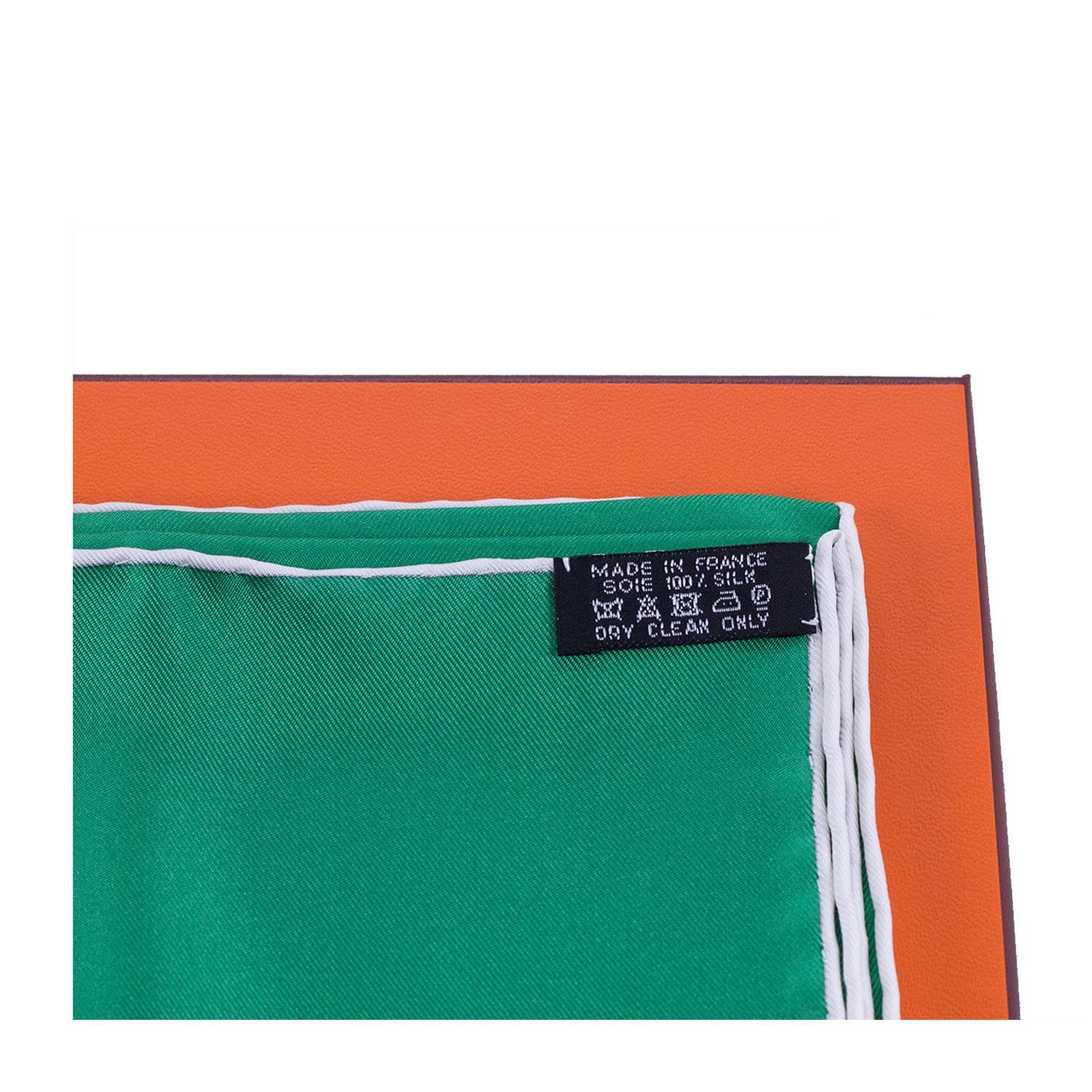 Hermes Carre 100% Silk Springs by Ledoux emerald/white/sky Color 2016 1