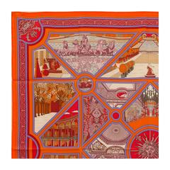 Hermes Scarf "Carre" "Flanerie a Versalles" 36" x 36" (90cmx90cm) 100% silk 2016