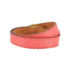 Hermes Bracelet "Kelly Doble Tour" Smooth Niloticus Lizard Leather Bougainvillea
