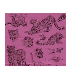 Hermes Carre 100% Silk "Dans l'atelier de Robert Dallet" Cyclamen Pink / Gray /