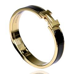 Hermes Bracelet Clic H Plaque Or Black Color PM 2017