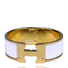 Hermes Bracelet "Clic Clac H" Plaque Or White Color PM 2016