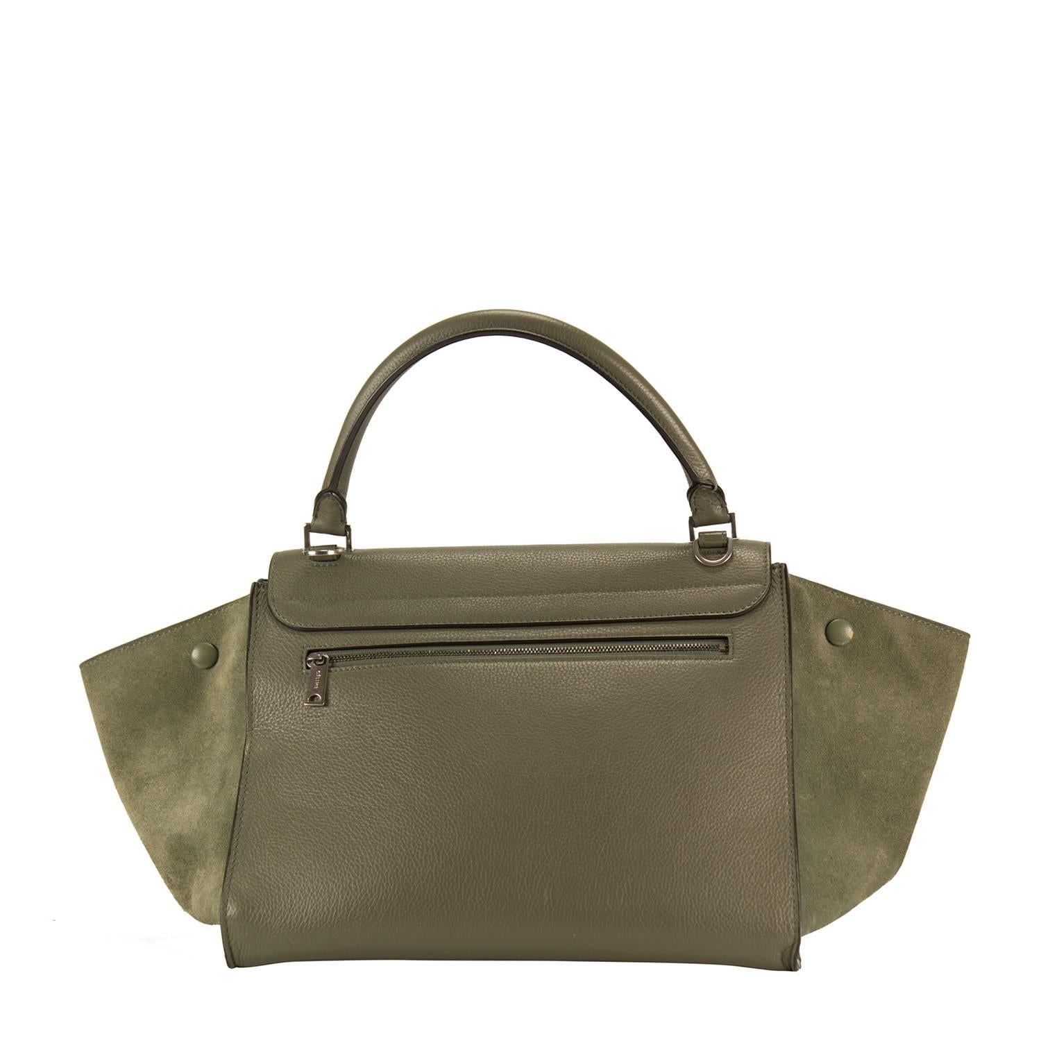 Brown Celine Handbag Trapeze Long Strap Grey Color 2013. For Sale