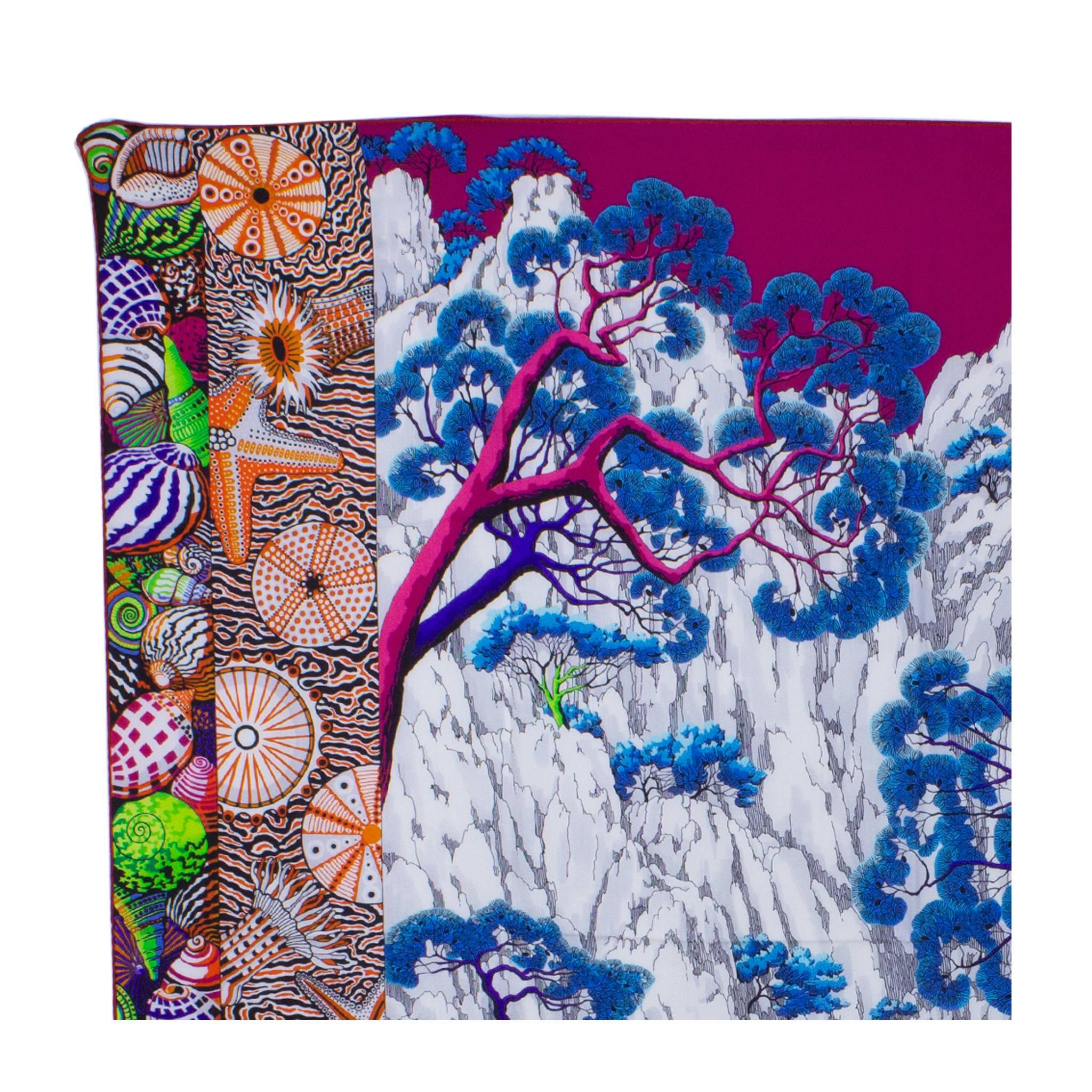 Hermes Shawl "Chale" "Sieste au Paradis" 55" x 55" 70% Cashmere / 30% Silk White / Fuchsia / Blue Color 2017

Pristine condition. Pre-owned and never used

Bought it in Hermes store in 2017

Model: Shawl. Designer: