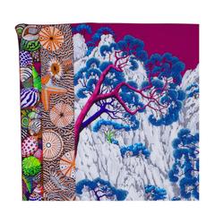 Hermes Shawl "Chale" "Sieste au Paradis" 55"x55" Blanc / Fuchsia / Blue 2017