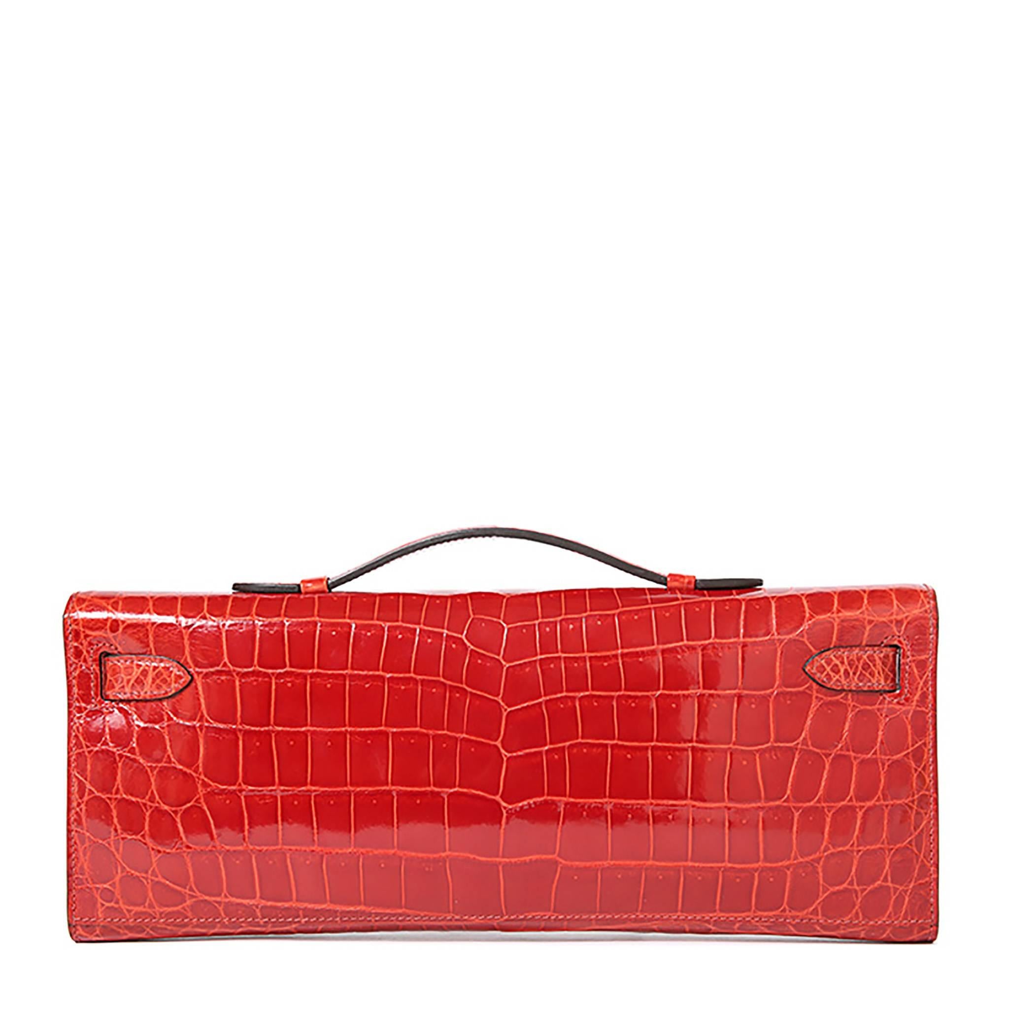 Hermes Kelly Cut Crocodilus Niloticus Leather Red Color GHW In New Condition In Miami, FL