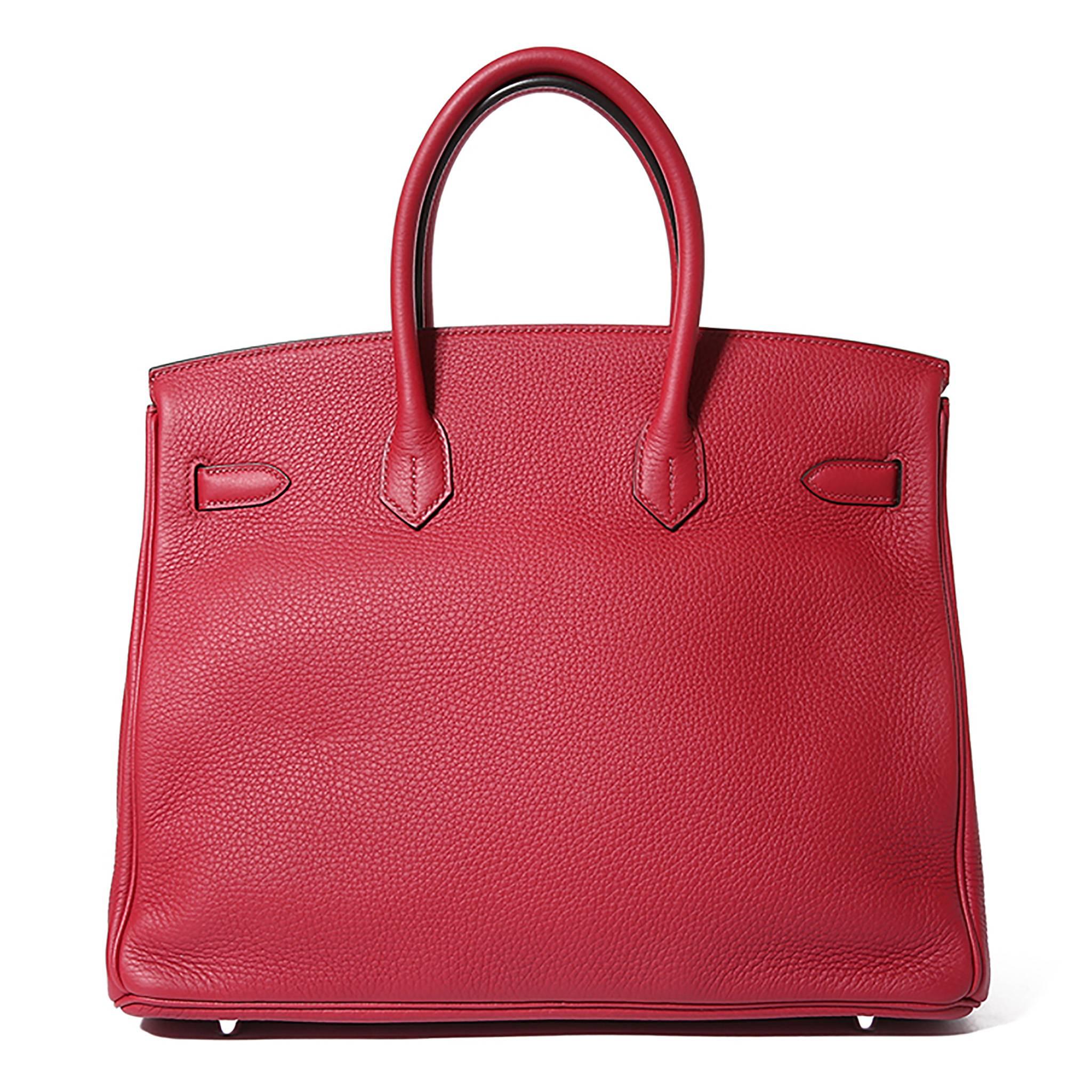Women's Hermes Birkin 35 Togo Leather Brick Red Color PHW