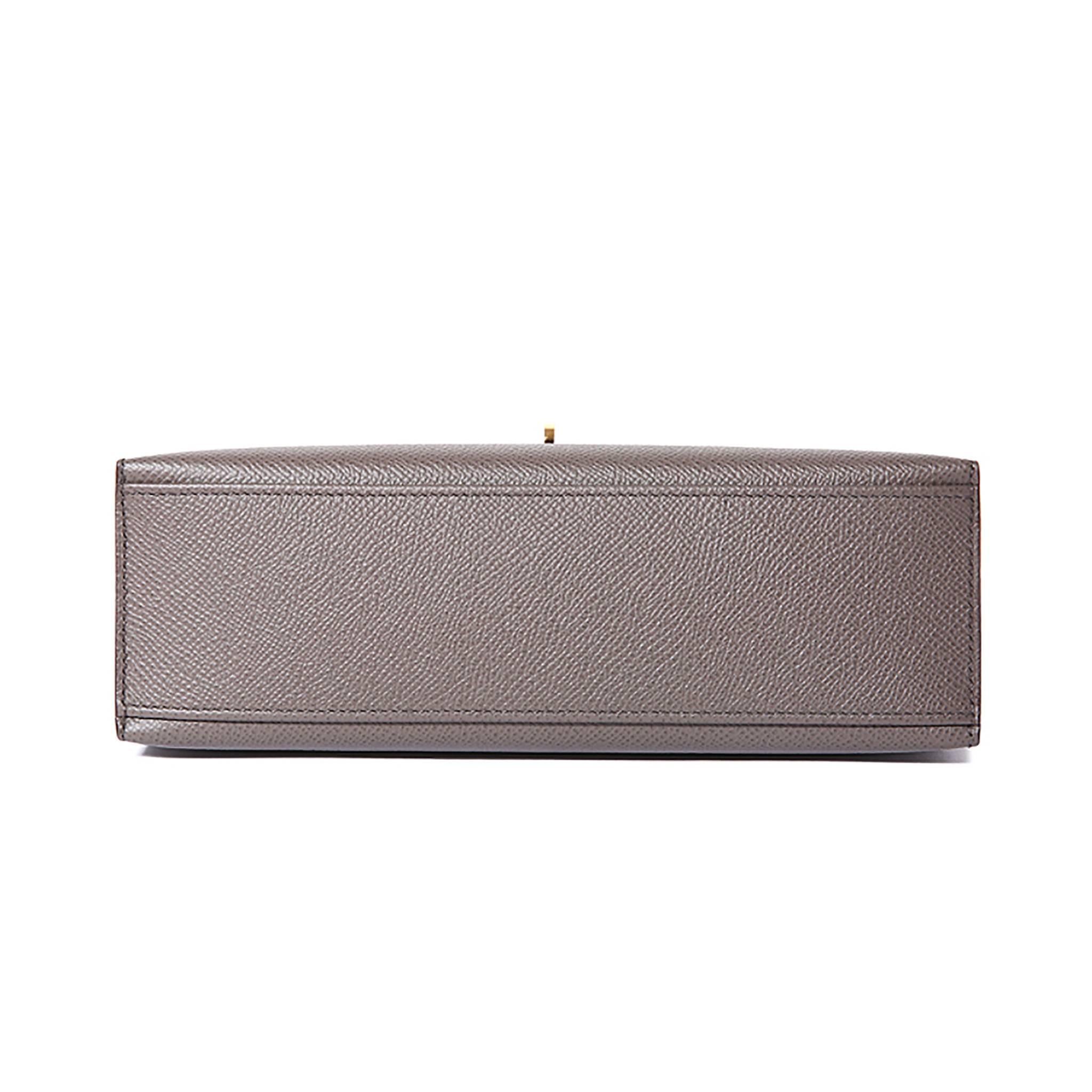  Hermès - Mini pochette Kelly en cuir Epsom couleur étain Pour femmes 