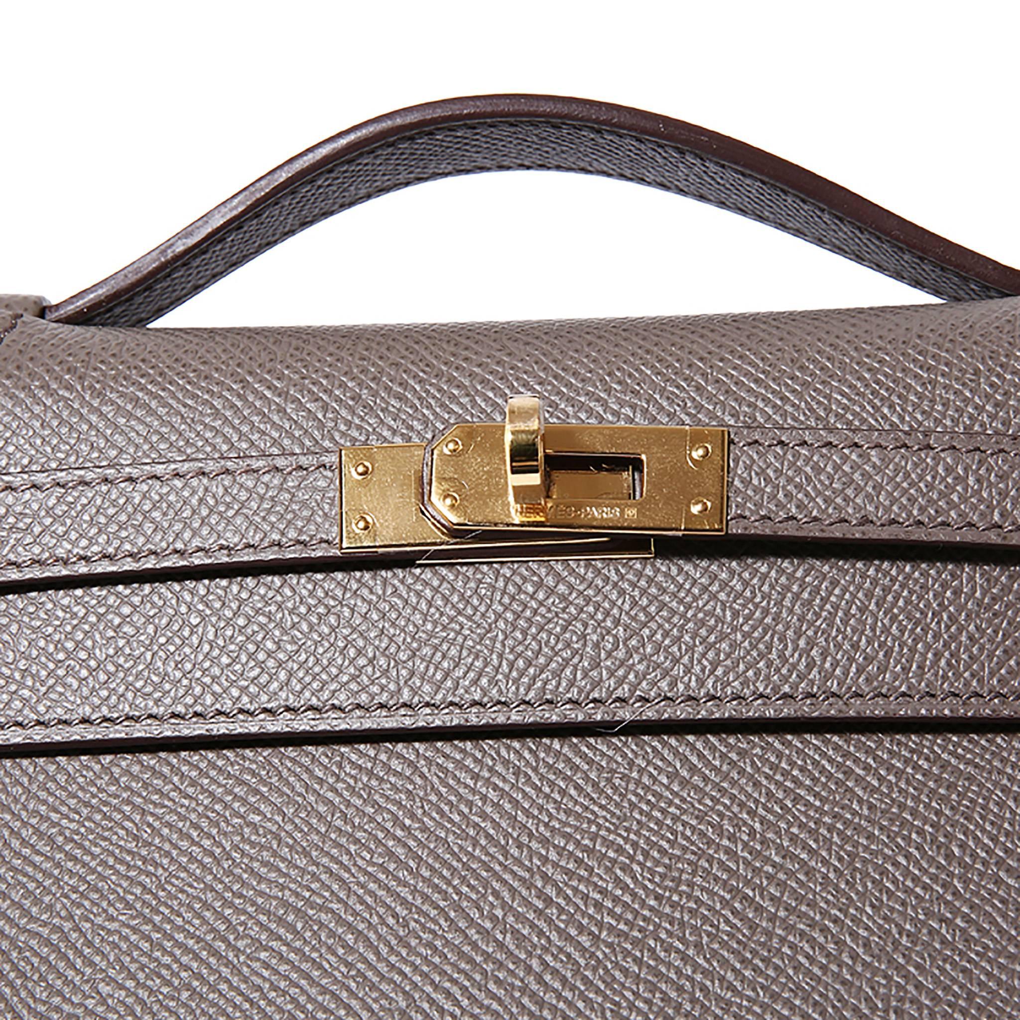 Hermès - Mini pochette Kelly en cuir Epsom couleur étain 1