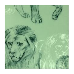 Hermes "Carnets d'Equateur" Dessert plate, Lions theme, 8.3"