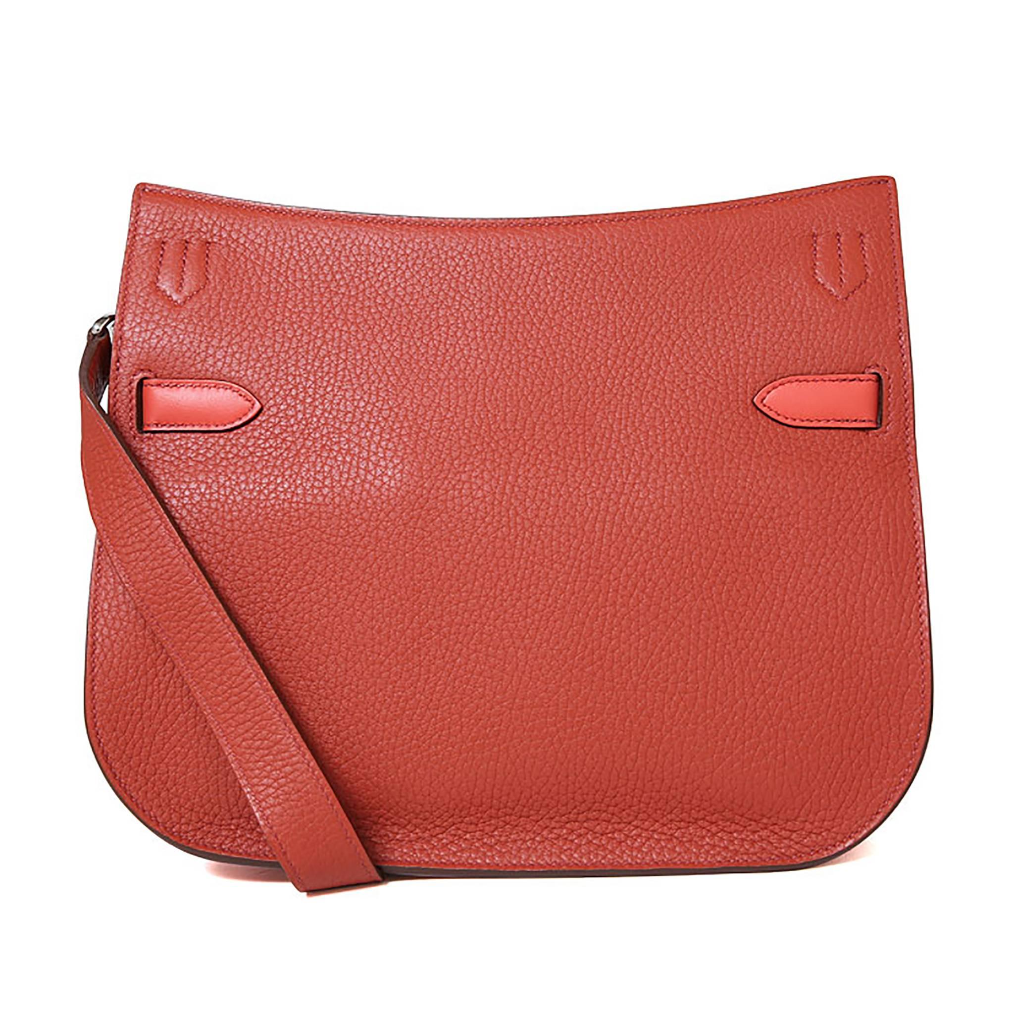 Hermes Jypsiere 28 T. Clemence Leather Red / Brick Red Color PHW In New Condition In Miami, FL