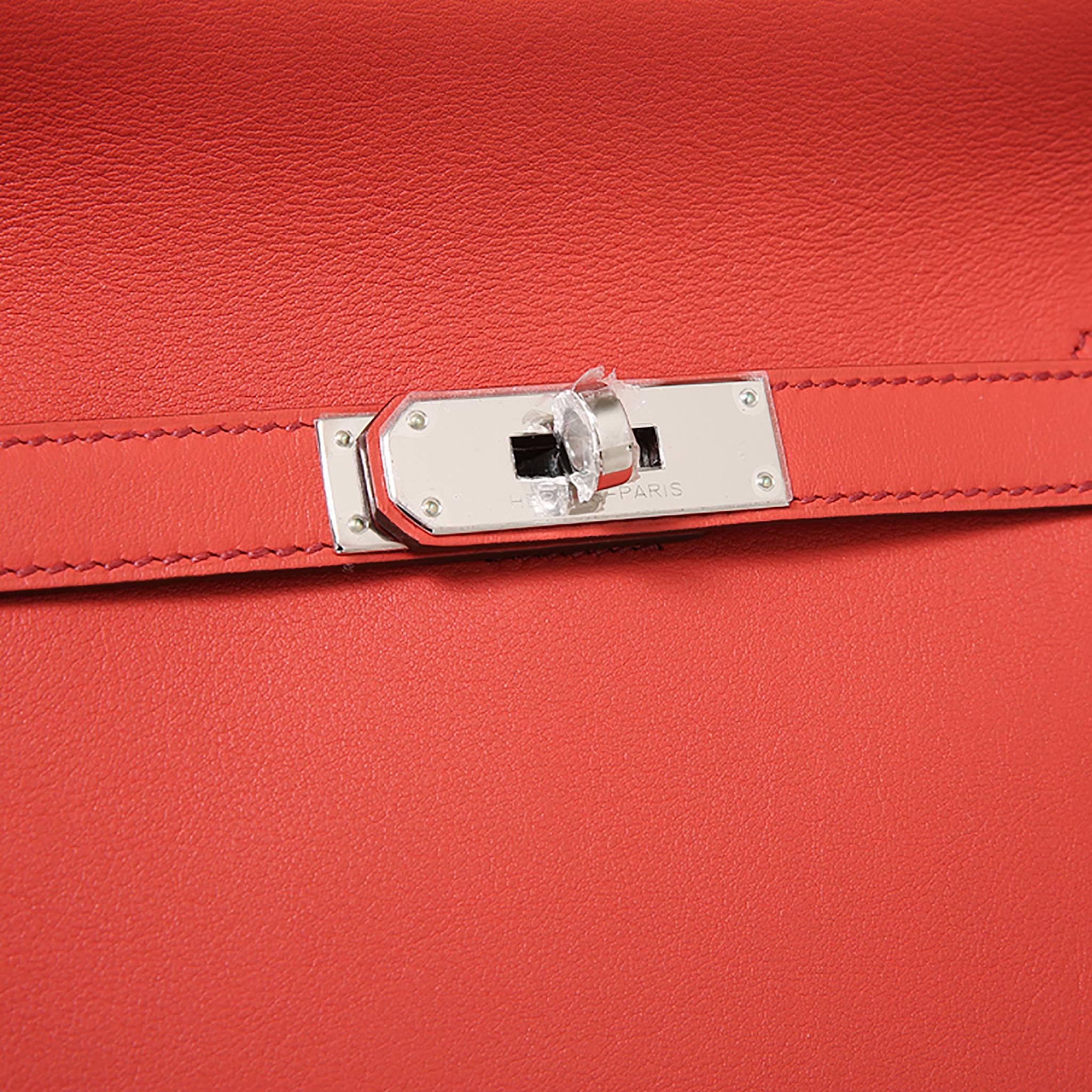 Hermes Jypsiere 28 T. Clemence Leather Red / Brick Red Color PHW 1