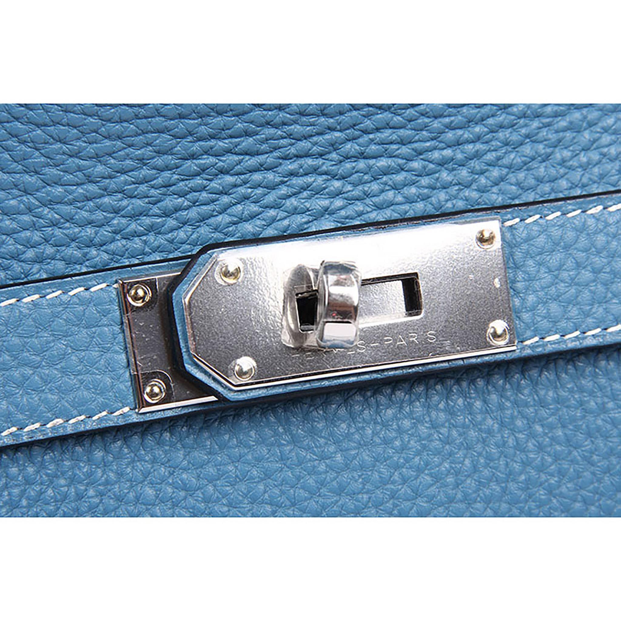 HERMES Jypsiere 28 T. Clemence Leather Blue Jean Color PHW 4