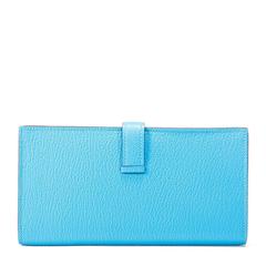 Hermes "Bearn" Wallet Mysore Goatskin 7M Blue Azteque Color PHW