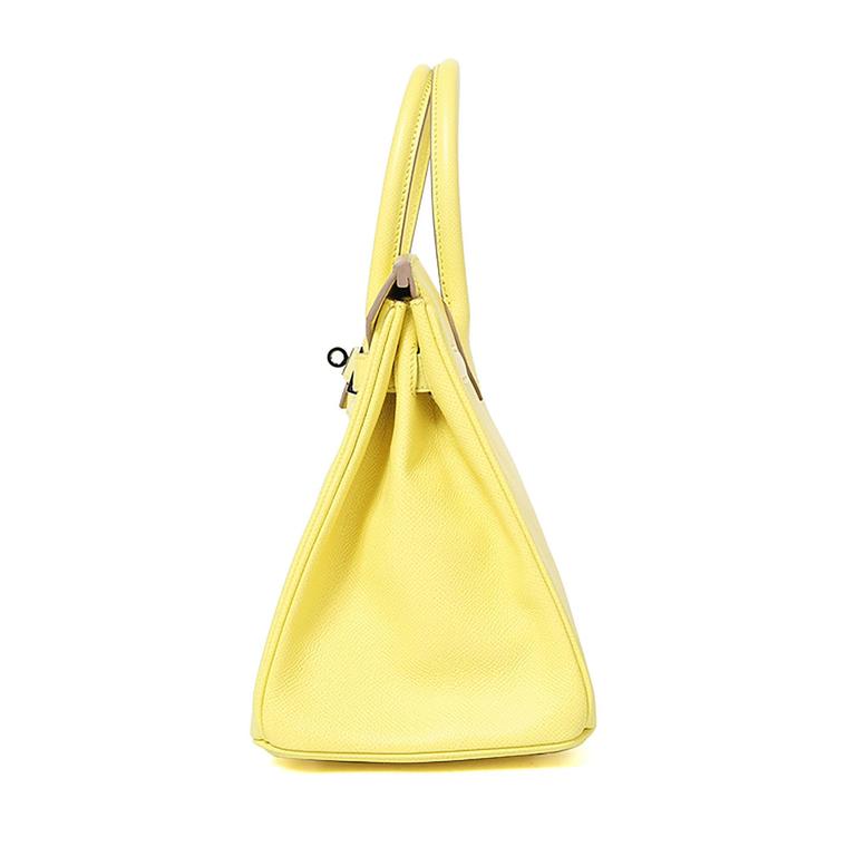 Hermès Birkin 30 Epsom Lime PHW Yellow Leather ref.711485 - Joli