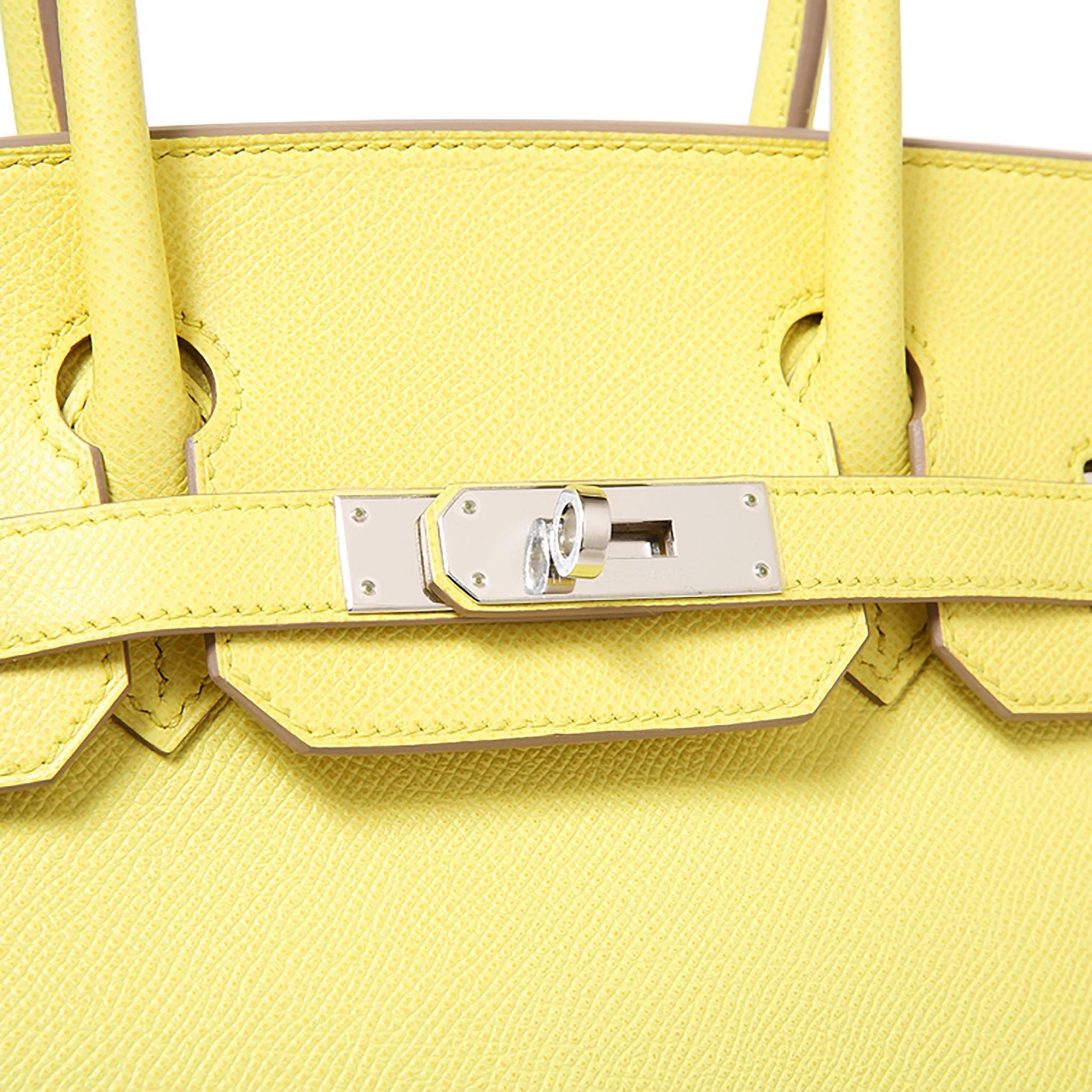 Hermes Birkin 30 Epsom Leather 9N Lemon Yellow Color PHW In New Condition In Miami, FL