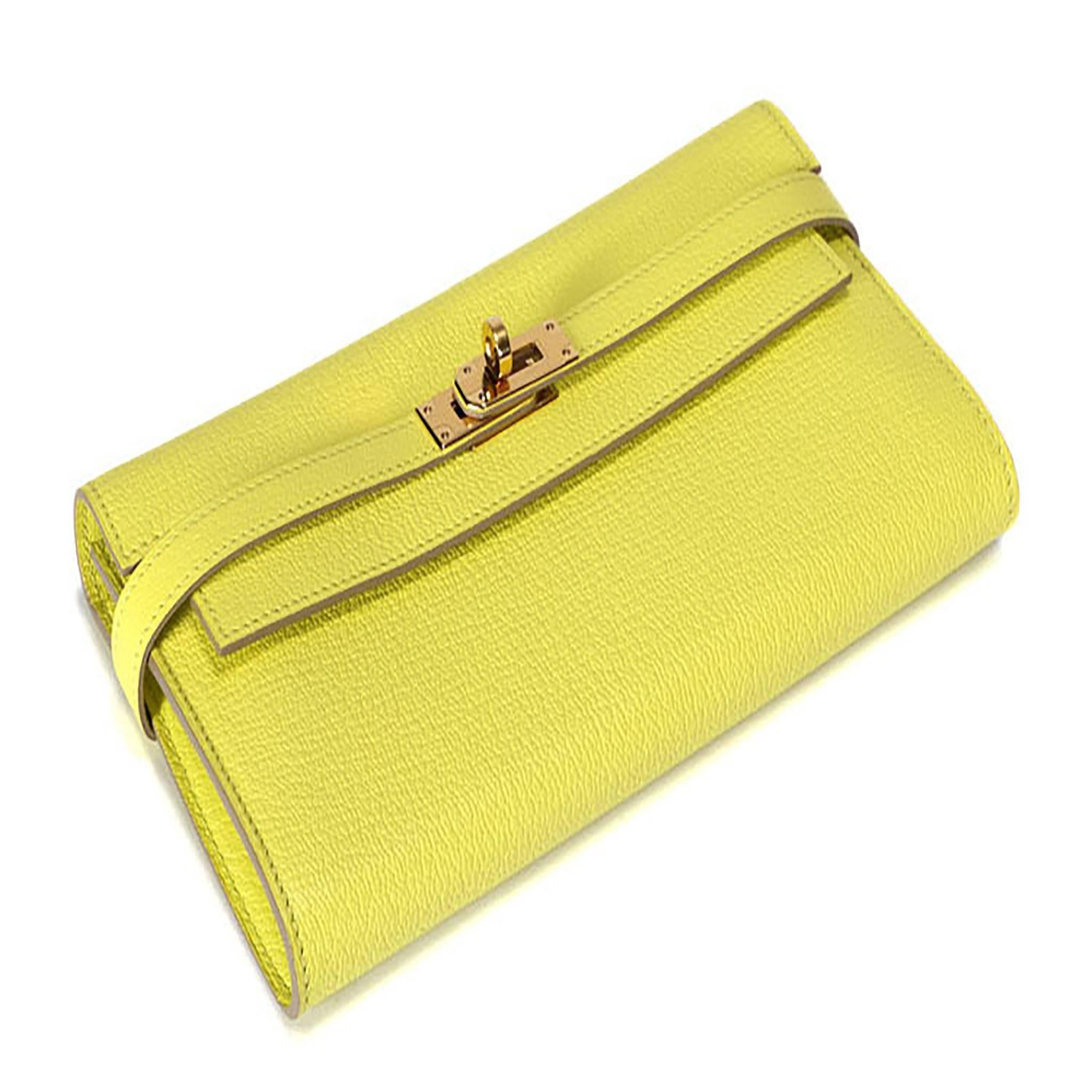 Hermes Kelly Wallet Leather Yellow Color GHW In New Condition In Miami, FL