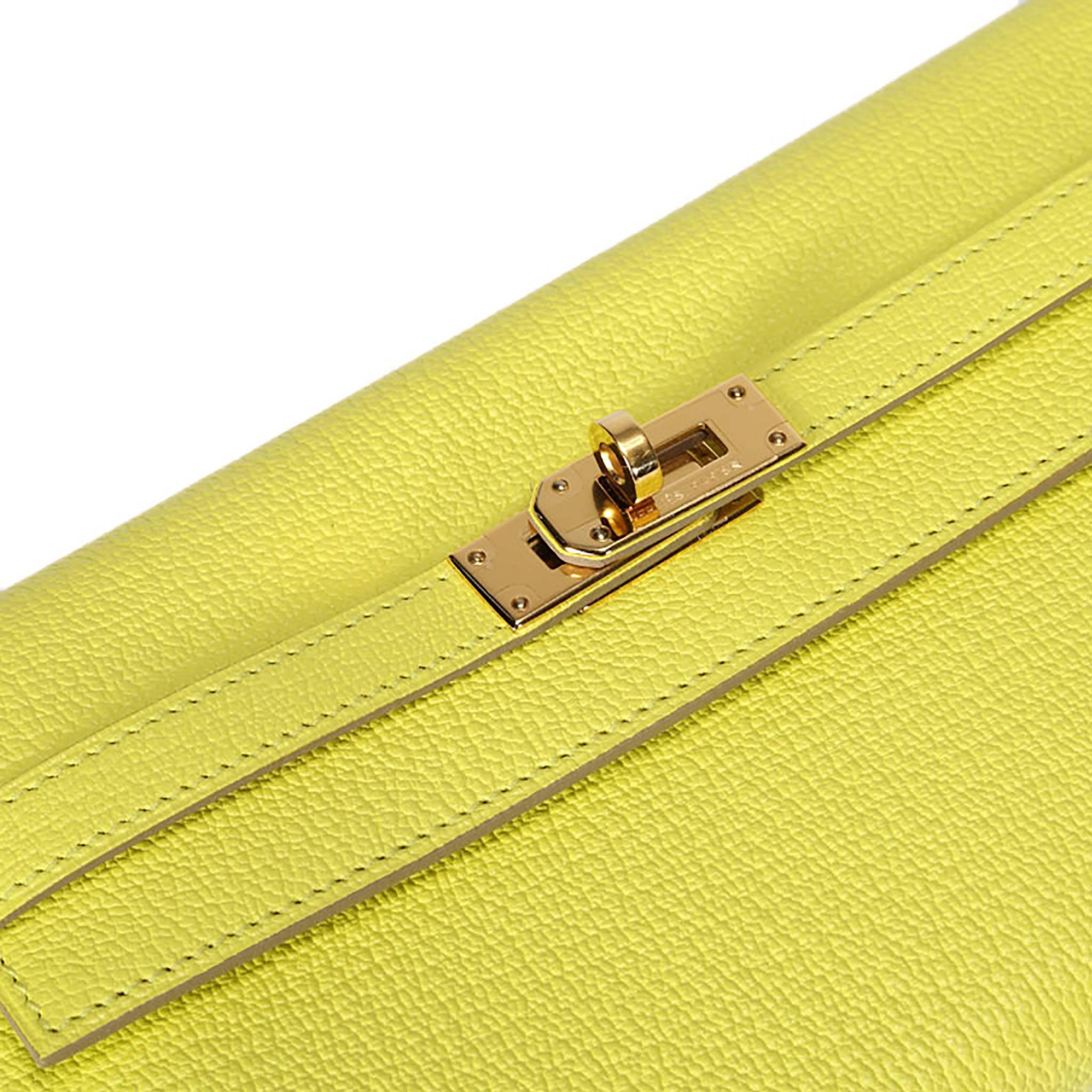 Hermes Kelly Wallet Leather Yellow Color GHW 1