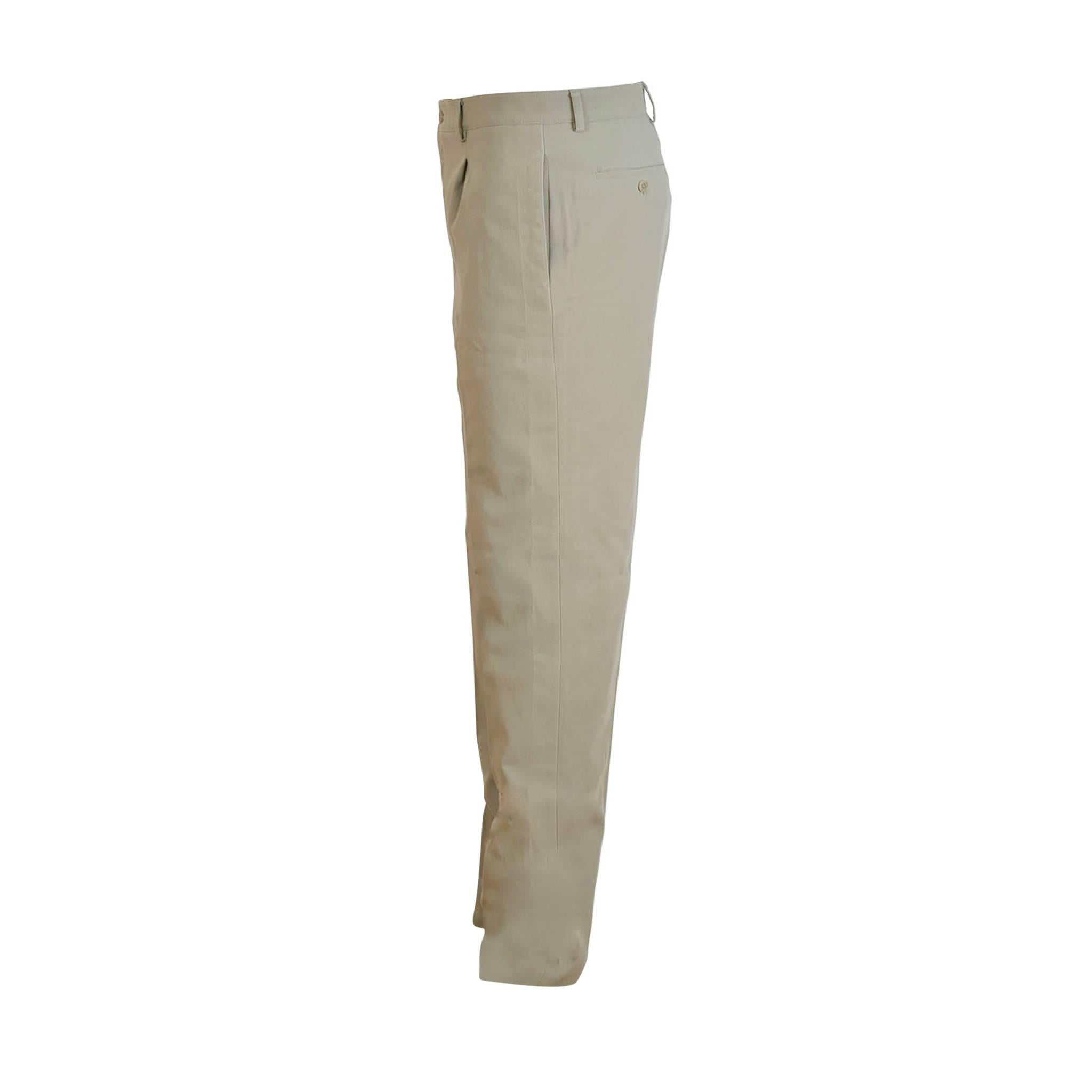 Brown Hermes Pants Palm Beach Surpique Gabardine Sable Color Size 44. For Sale