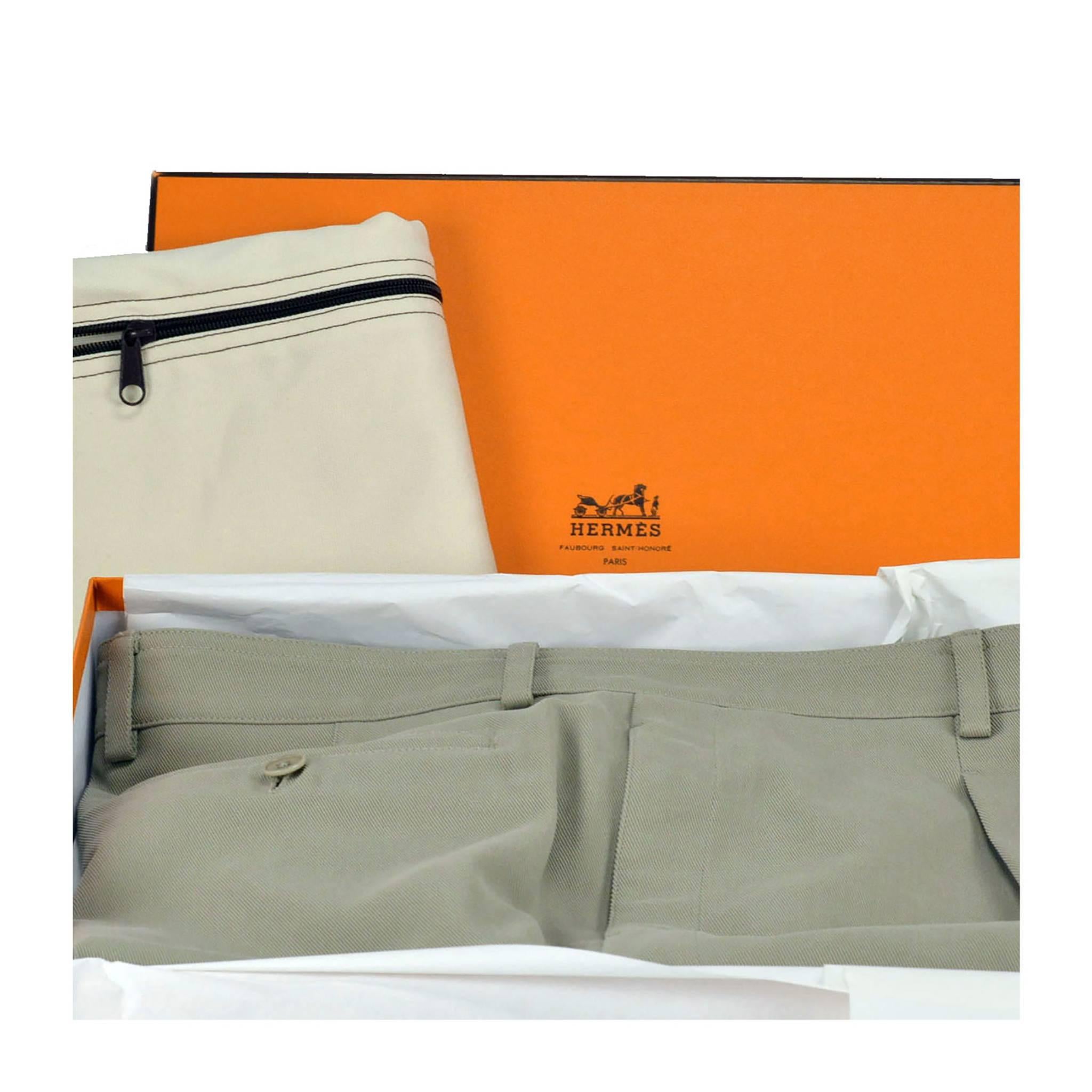 Hermes Pants Palm Beach Surpique Gabardine Sable Color Size 44. In New Condition For Sale In Miami, FL