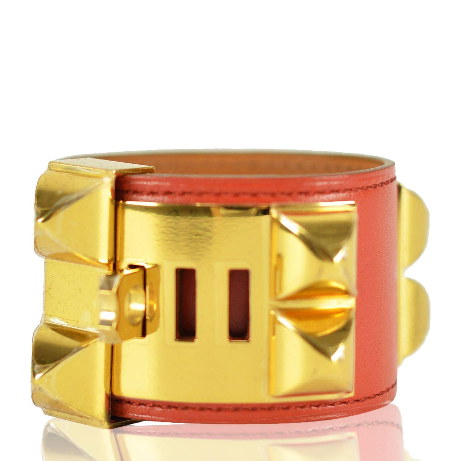 Hermes Brazalet Collier de Chien (CDC) V2 Tadelakt 9M Sanguine Color Sz S 2015. In New Condition For Sale In Miami, FL