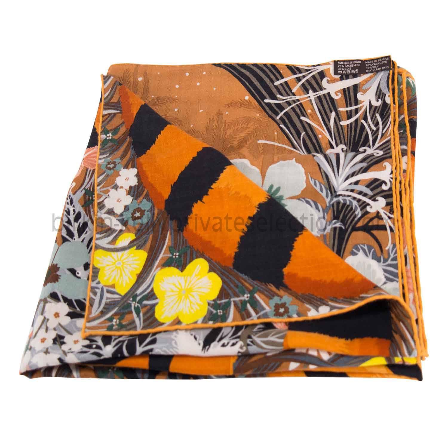 Hermes Chale Cachemire TYGER Miel, brown, yellow 2015. at 1stdibs  