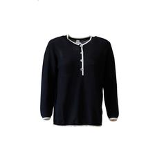HERMES Sweater 40  COL TUNISIEN JEUX DE POINTS MERINOS Blue 2015.